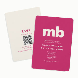 Bold Pink Minimalist Wedding Invitation