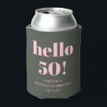 Bold Pink Olive Sage Modern 50th Birthday Party Can Cooler<br><div class="desc">Bold Typography Blush Pink and Olive Sage Green Modern 50th Birthday Custom Can Cooler</div>