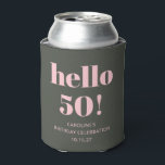 Bold Pink Olive Sage Modern 50th Birthday Party Can Cooler<br><div class="desc">Bold Typography Blush Pink and Olive Sage Green Modern 50th Birthday Custom Can Cooler</div>