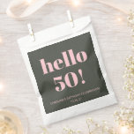 Bold Pink Olive Sage Modern 50th Birthday Party Favour Bag<br><div class="desc">Bold Typography Blush Pink and Olive Sage Green Modern 50th Birthday Custom Favour Bag</div>