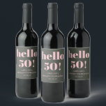 Bold Pink Olive Sage Modern 50th Birthday Party Wine Label<br><div class="desc">Bold Typography Blush Pink and Olive Sage Green Modern 50th Birthday Custom Wine Label</div>
