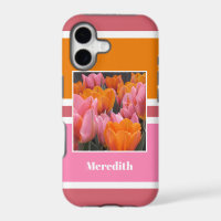 Bold Pink Orange Tulips Personalized