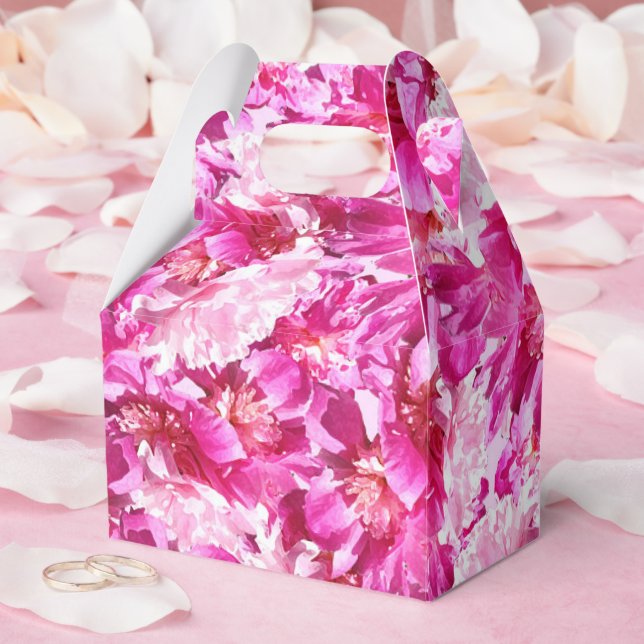 Bold Pink Peony Floral Pattern Favor Box (Wedding)
