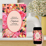 Bold Pink Personalized Floral Watercolor Birthday Card<br><div class="desc">Personalized birthday card for a friend, mom, sister or other female relative. This bold, watercolor floral design has rose blooms, flowers and foliage in shades of pink, orange and yellow. The wording on the front is fully editable and currently reads "wishing my wonderful friend [name] a blooming beautiful birthday". You...</div>