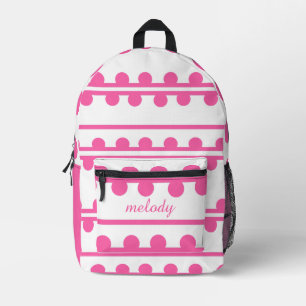 Bold Pink Polka Line Modern Geometric Pattern Printed Backpack