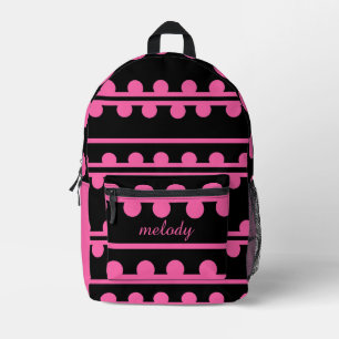Bold Pink Polka Line Modern Geometric Pattern  Printed Backpack