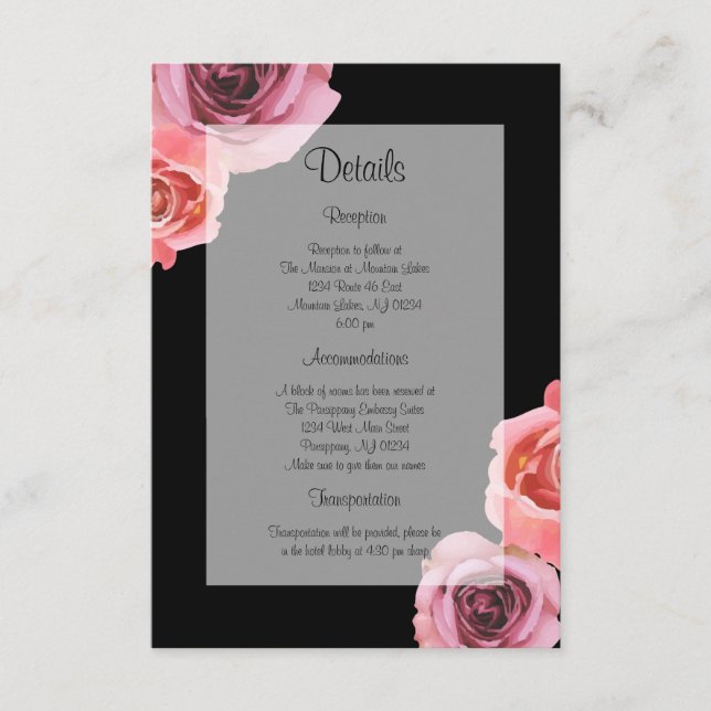 Bold Pink & Purple Spring Roses Enclosure Card (Front)