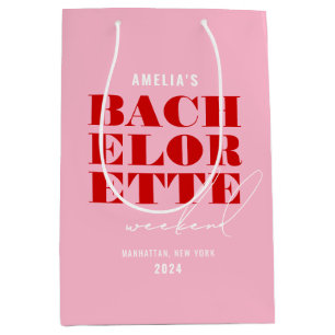 Bold Pink & Red Bachelorette Weekend Medium Gift Bag
