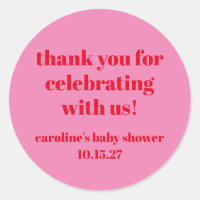 Bold Pink Red Custom Baby Shower Thank You