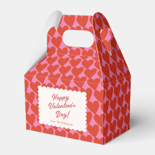 Bold Pink Red Heart Valentines Personalized Name Favor Box