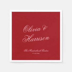 Bold Pink Red Minimalist Script Wedding Napkins