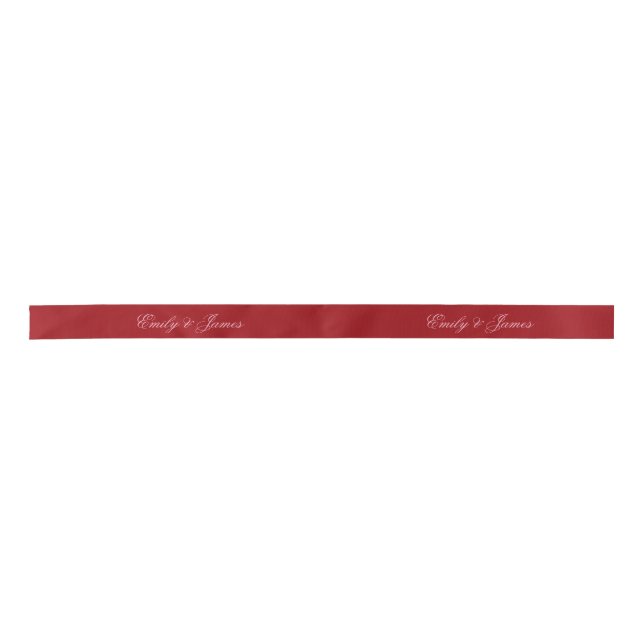 Bold Pink Red Script Personalized Name Satin Ribbon (Front)