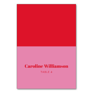 Bold Pink Red Typography Custom Table Place Card
