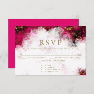 Bold Pink Tourmaline and Crystal Geode RSVP Card
