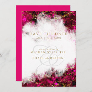 Bold Pink Tourmaline and Crystal Save the Date Invitation