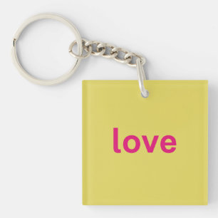 bold pink typography art keychain