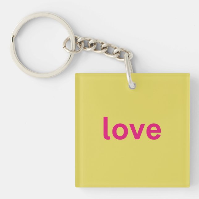 bold pink typography art keychain (Front)