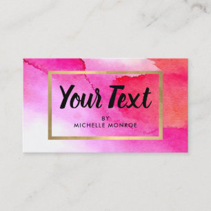 Bold Pink Watercolors Custom Text Lash Extensions Business Card