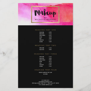 Bold Pink Watercolors Makeup Artist Flyer