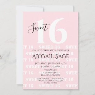 Bold Pink, White Personalized Photo Sweet Sixteen Invitation