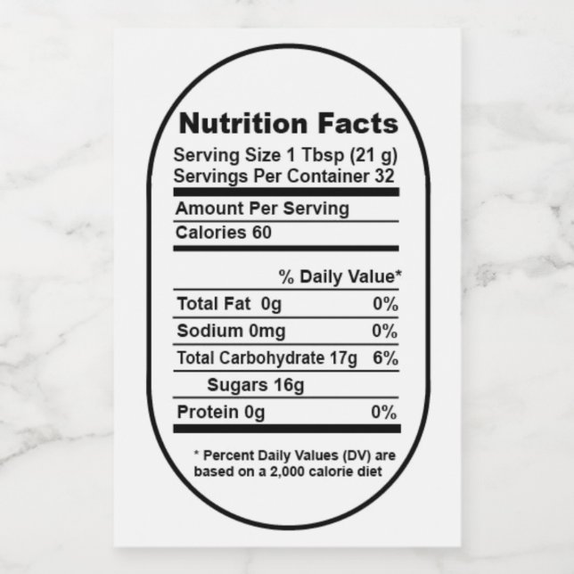 Bold Pint Honey Jar Nutrition Facts Label (Single Label)