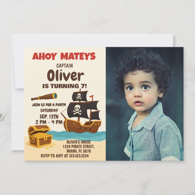 Bold Pirate Adventure Anniversaire Invitation (Devant)