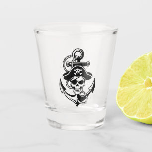 Bold Pirate Skull and Anchor – Nautical Design Shot Glass