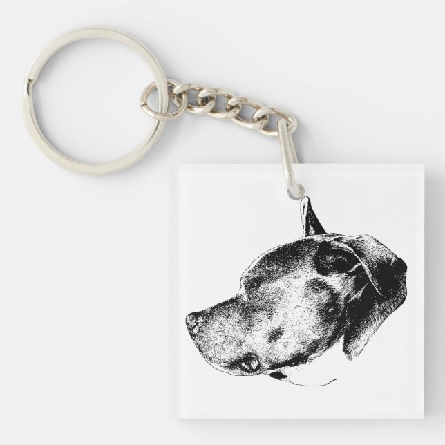 bold pitbull gaze keychain (Front)