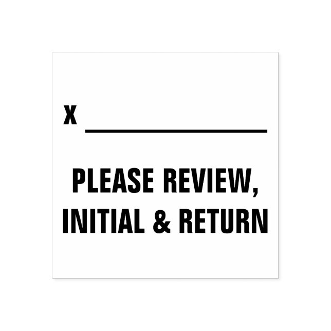 Bold "PLEASE REVIEW, INITIAL & RETURN" Rubber Stamp (Imprint)