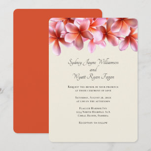 Bold Plumeria Floral Border Simple Wedding Invitation