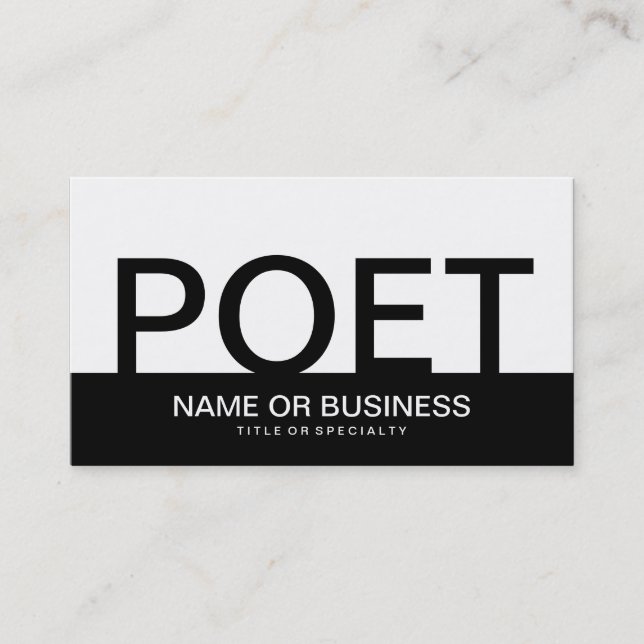 bold POET (colour customizable) Business Card (Front)