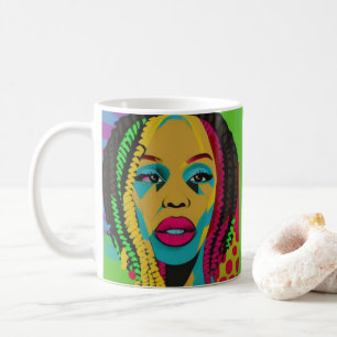 Bold Pop Art-African American Woman With Locs Coffee Mug