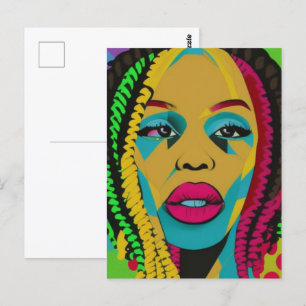 Bold Pop Art-African American Woman With Locs Postcard