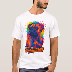 Bold Pop Art Bullmastiff – Vibrant Neon Dog T-Shirt