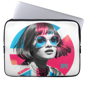 Bold Pop Art Cool Girl Retro Modern British Style Laptop Sleeve