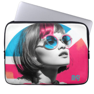 Bold Pop Art Cool Girl Retro Modern British Style Laptop Sleeve