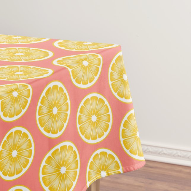 Bold Pop Art Pink Lemonade Slice Yellow Tablecloth (In Situ)