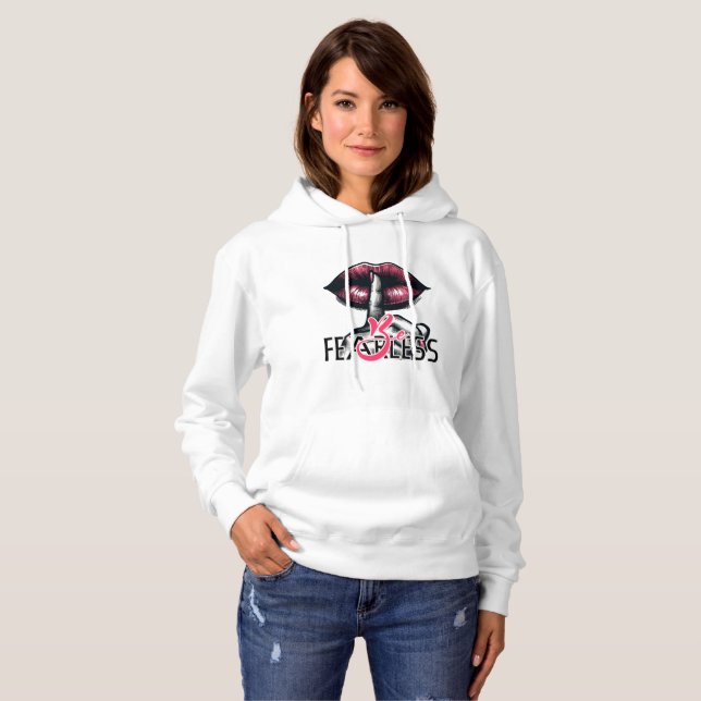 Bold Pop-Art Pink Lips "Be Fearless" Hoodie (Front Full)