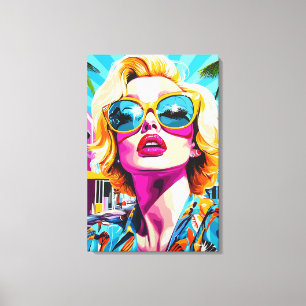 Bold Pop Art Portrait of Glamourous Woman Canvas Print