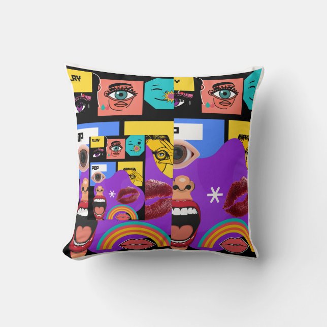 Bold Pop Art | Retro Comic Style mug Throw Pillow (Front)