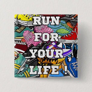 Bold Pop Art Runner Jogger 2 Inch Square Button