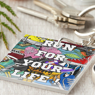 Bold Pop Art Runner Jogger Keychain