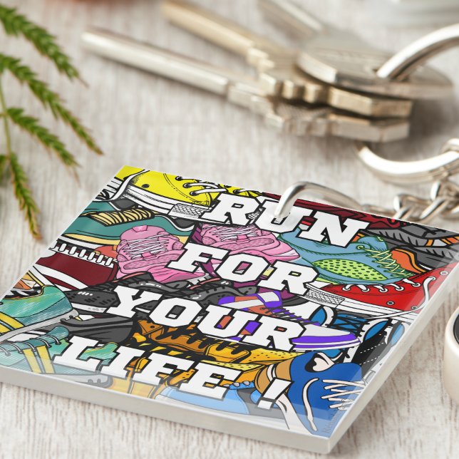 Bold Pop Art Runner Jogger Keychain (Creator Uploaded)