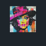 Bold Pop Art Stretched Canvas Print<br><div class="desc">🎨 Bold Pop Art Stretched Canvas Print – Urban Chic Statement Piece 🖼️✨ Bring the energy of pop art into your space with this vibrant and modern canvas print! Featuring a striking female portrait with a fusion of bright neon colours, newspaper textures, and urban collage elements, this artwork is perfect...</div>