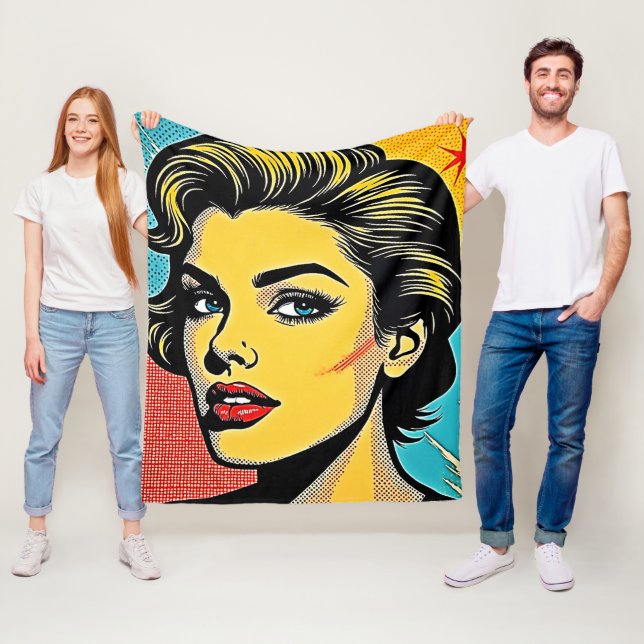 Bold Pop Art Woman Defined Fleece Blanket (In Situ)
