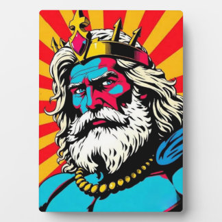 Bold Pop Art Zeus – Colorful Greek God Illustratio Plaque