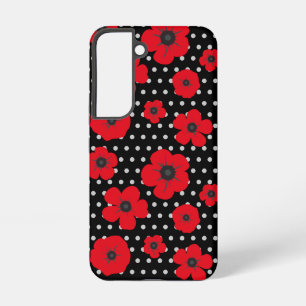 Bold Poppies and Polka Dots Red Black Contemporary Samsung Galaxy Case