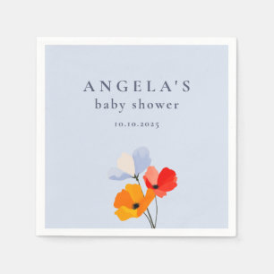 Bold Poppy Floral Baby Shower Napkin