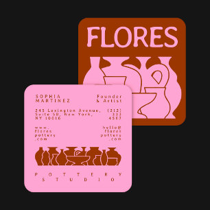 Bold Pottery Vase Silhouette Design Business Card