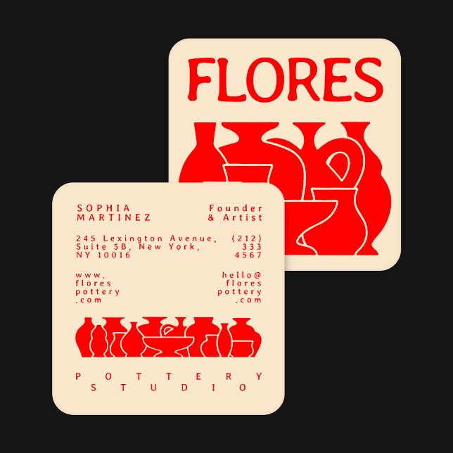 Bold Pottery Vase Silhouette Design Business Card (Creator Uploaded)